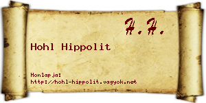 Hohl Hippolit névjegykártya